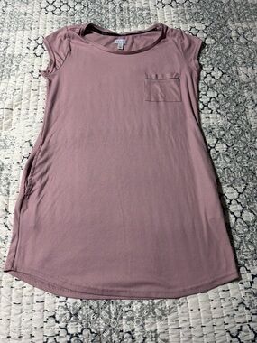Nicole Miller Dusty Rose Pink Ribbed Night Shirt Night Gown Ladies Size Large